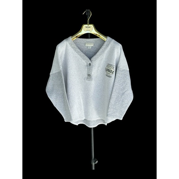 Express Tricot Sweaters - Vintage 90s Express-Tricot Cardigan Sweatshirt Womens Medium Grey Cropped Y2K